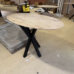 Bartafel, eiken, zwart metalen spinpoot